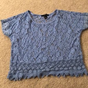 Blue lace crop top